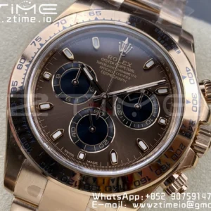Rolex Daytona 116505 RG Clean Factory 1:1 Best Edition Brown Stick Dial on RG Bracelet A4130 v2 - Super Clone Watch | 1:1 Best Version
