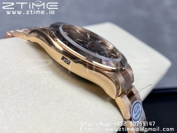 Rolex Daytona 116505 RG Clean Factory 1:1 Best Edition Brown Stick Dial on RG Bracelet A4130 v2 - Super Clone Watch | 1:1 Best Version