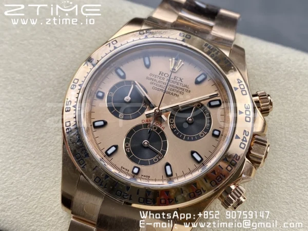 Rolex Daytona 116505 1:1 Nejlepší vydání Čistá továrna RG Stick Dial na RG náramku A4130 v2 - Super klon hodinky | 1:1 Nejlepší verze