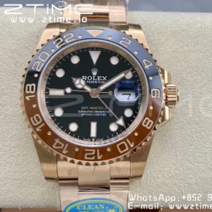 Rolex GMT-Master II 126715 CHNR Black/Brown Ceramic Clean Factory 1:1 Best Edition on RG Bracelet DD3285 - Super Clone Watch | 1:1 Best Version