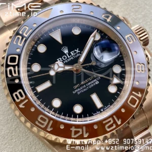 Rolex GMT-Master II 126715 CHNR Black/Brown Ceramic Clean Factory 1:1 Best Edition on RG Bracelet DD3285 - Super Clone Watch | 1:1 Best Version