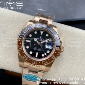 Rolex GMT-Master II 126715 CHNR Black/Brown Ceramic Clean Factory 1:1 Best Edition on RG Bracelet DD3285 - Super Clone Watch | 1:1 Best Version