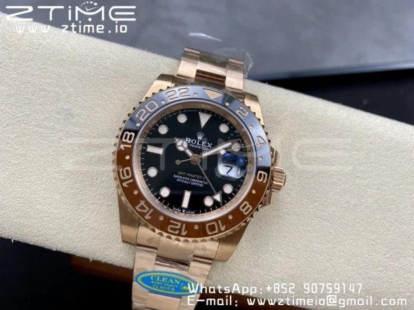 Rolex GMT-Master II 126715 CHNR Black/Brown Ceramic Clean Factory 1:1 Best Edition on RG Bracelet DD3285 - Super Clone Watch | 1:1 Best Version