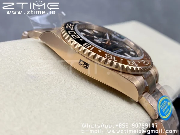 Rolex GMT-Master II 126715 CHNR Black/Brown Ceramic Clean Factory 1:1 Best Edition on RG Bracelet DD3285 - Super Clone Watch | 1:1 Best Version