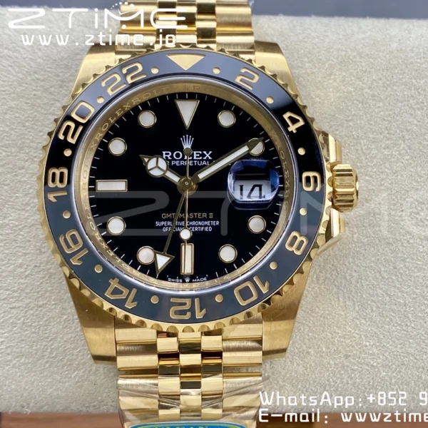 Rolex GMT Master II 126718 YG Clean 1:1 Best Edition Black Dial on Jubilee Bracelet DD3285 - Super Clone Watch | 1:1 Best Version