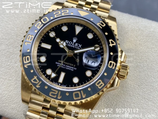 Rolex GMT Master II 126718 YG Clean 1:1 Best Edition Black Dial on Jubilee Bracelet DD3285 - Super Clone Watch | 1:1 Best Version