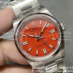 Rolex Oyster Perpetual 126000 36mm Clean 1:1 Best Edition 904L Steel Red Dial VR3230 - Super Clone Watch | 1:1 Best Version