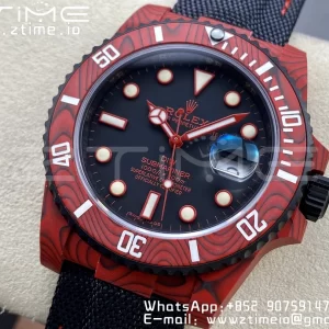 Rolex Submariner DIW Red Carbon VSF 1:1 Best Edition Black Dial on Black Nylon Strap VS3135 - Super Clone Watch | 1:1 Best Version