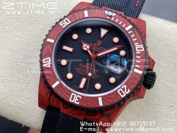 Rolex Submariner DIW Red Carbon VSF 1:1 Best Edition Black Dial on Black Nylon Strap VS3135 - Super Clone Watch | 1:1 Best Version