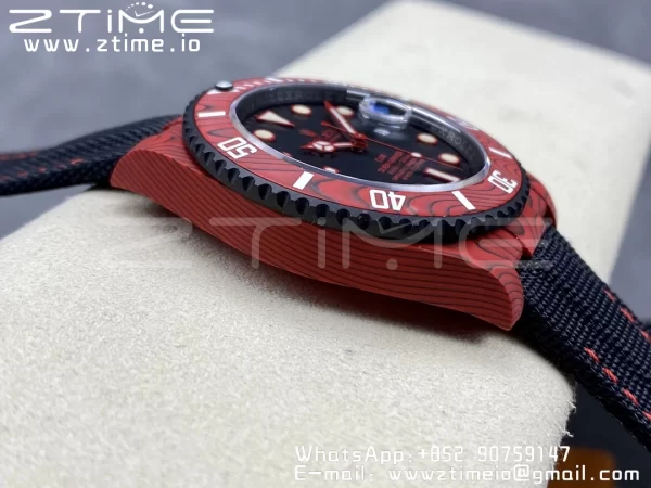 Rolex Submariner DIW Red Carbon VSF 1:1 Best Edition Black Dial on Black Nylon Strap VS3135 - Super Clone Watch | 1:1 Best Version