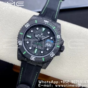 Rolex Submariner DIW Carbon VSF 1:1 Best Edition Quadrante nero/verde su cinturino in nylon nero VS3135 - Orologio Super Clone | 1:1 Best Version