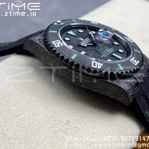 Rolex Submariner DIW Carbon VSF 1:1 Best Edition Quadrante nero/verde su cinturino in nylon nero VS3135 - Orologio Super Clone | 1:1 Best Version