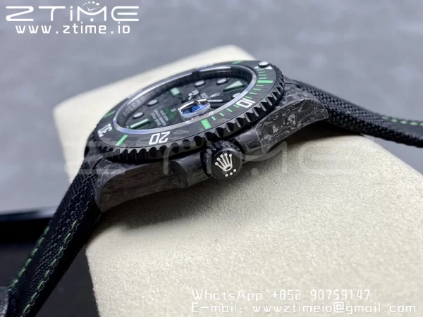 Rolex Submariner DIW Carbon VSF 1:1 Best Edition Quadrante nero/verde su cinturino in nylon nero VS3135 - Orologio Super Clone | 1:1 Best Version