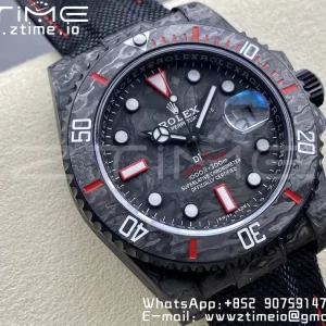 Rolex Submariner DIW Carbon VSF 1:1 Nejlepší verze Black/Red Dial na černém nylonovém řemínku VS3135 - Super Clone Watch | 1:1 Nejlepší verze