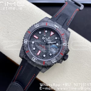 Rolex Submariner DIW Carbon VSF 1:1 Nejlepší verze Black/Red Dial na černém nylonovém řemínku VS3135 - Super Clone Watch | 1:1 Nejlepší verze