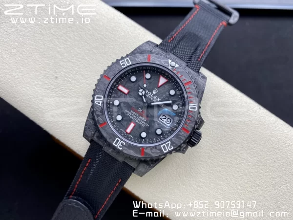 Rolex Submariner DIW Carbon VSF 1:1 Nejlepší verze Black/Red Dial na černém nylonovém řemínku VS3135 - Super Clone Watch | 1:1 Nejlepší verze