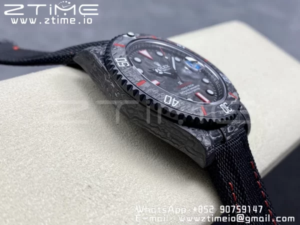Rolex Submariner DIW Carbon VSF 1:1 Nejlepší verze Black/Red Dial na černém nylonovém řemínku VS3135 - Super Clone Watch | 1:1 Nejlepší verze