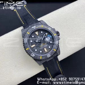 Rolex Submariner DIW Carbon VSF 1:1 Best Edition Black/Yellow Dial on Black Nylon Strap VS3135 - Super Clone Watch | 1:1 Best Version