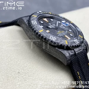 Rolex Submariner DIW Carbon VSF 1:1 Best Edition Black/Yellow Dial on Black Nylon Strap VS3135 - Super Clone Watch | 1:1 Best Version