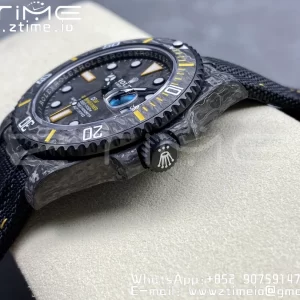 Rolex Submariner DIW Carbon VSF 1:1 Best Edition Black/Yellow Dial on Black Nylon Strap VS3135 - Super Clone Watch | 1:1 Best Version