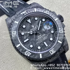 Rolex Submariner DIW Carbon VSF 1:1 Best Edition Black/White Dial on Black Nylon Strap VS3135 - Super Clone Watch | 1:1 Best Version