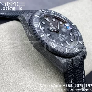 Rolex Submariner DIW Carbon VSF 1:1 Best Edition Black/White Dial on Black Nylon Strap VS3135 - Super Clone Watch | 1:1 Best Version