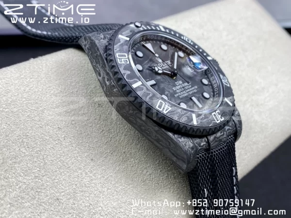 Rolex Submariner DIW Carbon VSF 1:1 Best Edition Black/White Dial on Black Nylon Strap VS3135 - Super Clone Watch | 1:1 Best Version