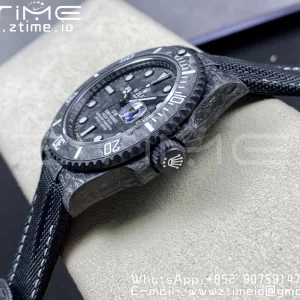Rolex Submariner DIW Carbon VSF 1:1 Best Edition Black/White Dial on Black Nylon Strap VS3135 - Super Clone Watch | 1:1 Best Version
