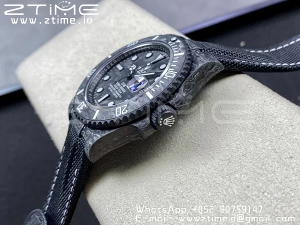 Rolex Submariner DIW Carbon VSF 1:1 Best Edition Black/White Dial on Black Nylon Strap VS3135 - Super Clone Watch | 1:1 Best Version