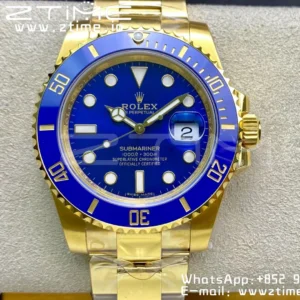 Rolex  Submariner 40mm 116618 LB Blue Ceramic YG Plated 904L Steel VSF 1:1 Best Edition VS3135 - Super Clone Watch | 1:1 Best Version