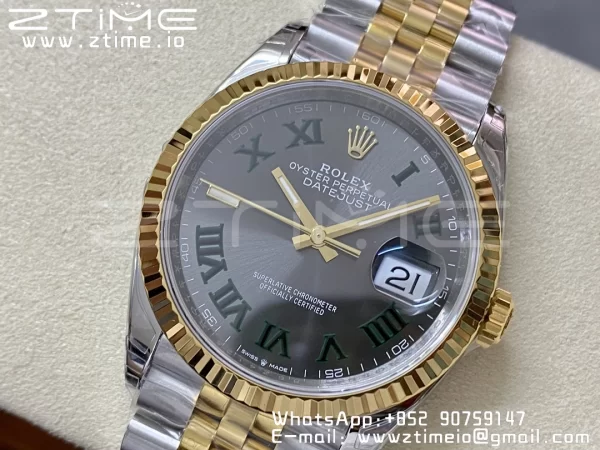 Rolex DateJust 36 SS 126233 904L SS/YG VSF 1:1 Best Edition Wimbledon Dial on Jubilee Bracelet VS3235 - Super Clone Watch | 1:1 Best Version