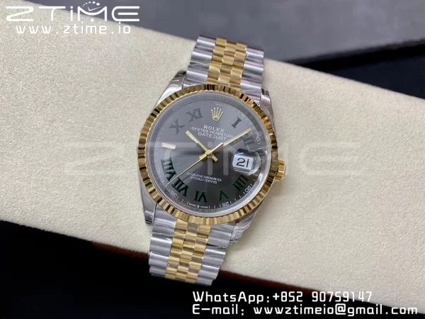 Rolex DateJust 36 SS 126233 904L SS/YG VSF 1:1 Best Edition Wimbledon Dial on Jubilee Bracelet VS3235 - Super Clone Watch | 1:1 Best Version