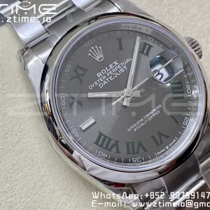 Rolex DateJust 36 SS 126200 904L Steel VSF 1:1 Best Edition Gray Dial Roman Markers on Oyster Bracelet VS3235 - Super Clone Watch | 1:1 Best Version