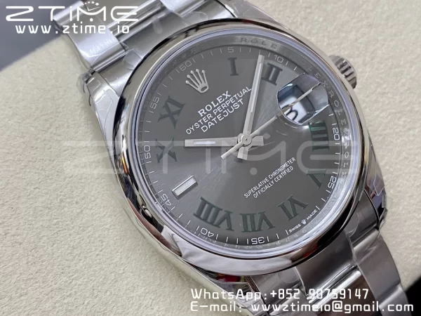 Rolex DateJust 36 SS 126200 904L Steel VSF 1:1 Best Edition Gray Dial Roman Markers on Oyster Bracelet VS3235 - Super Clone Watch | 1:1 Best Version