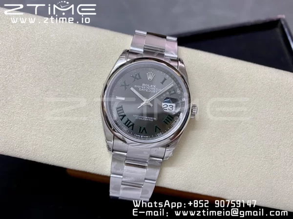 Rolex DateJust 36 SS 126200 904L Steel VSF 1:1 Best Edition Gray Dial Roman Markers on Oyster Bracelet VS3235 - Super Clone Watch | 1:1 Best Version