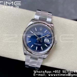 Rolex DateJust 36 SS 126200 904L Steel VSF 1:1 Best Edition Cadran albastru pe brățară Oyster VS3235 - Super Clone Watch | 1:1 Best Version