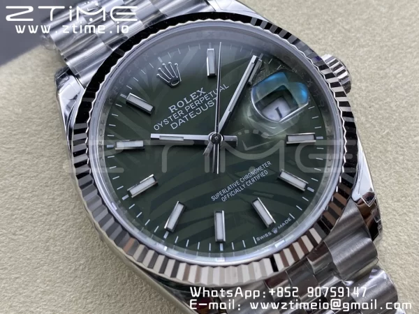 Rolex DateJust 36 SS 126234 VSF 1:1 Best Edition 904L Steel Green Leaf Dial on Jubilee Bracelet VS3235 - Super Clone Watch | 1:1 Best Version