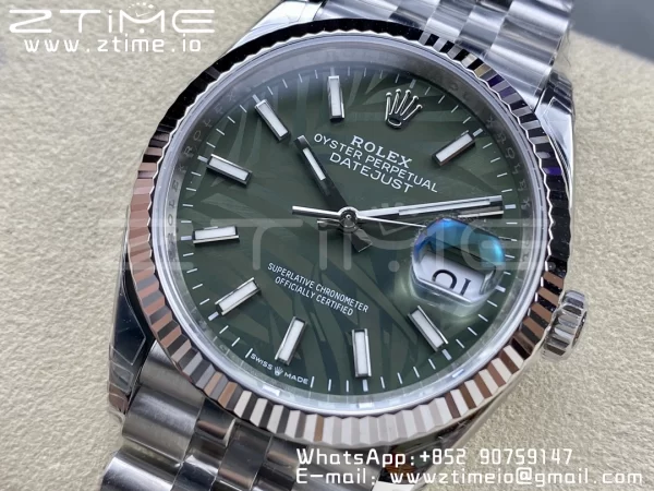 Rolex DateJust 36 SS 126234 VSF 1:1 Best Edition 904L Steel Green Leaf Dial on Jubilee Bracelet VS3235 - Super Clone Watch | 1:1 Best Version