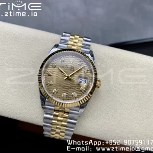Rolex DateJust 36mm 126233 SS/YG VSF 1:1 Best Edition 904L Steel YG Textured Diamonds Dial on Jubilee Bracelet VS3235 - Super Clone Watch | 1:1 Best Version