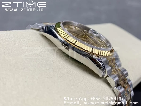 Rolex DateJust 36mm 126233 SS/YG VSF 1:1 Best Edition 904L Steel YG Textured Diamonds Dial on Jubilee Bracelet VS3235 - Super Clone Watch | 1:1 Best Version