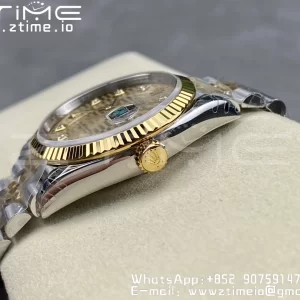 Rolex DateJust 36mm 126233 SS/YG VSF 1:1 Best Edition 904L Steel YG Textured Diamonds Dial on Jubilee Bracelet VS3235 - Super Clone Watch | 1:1 Best Version