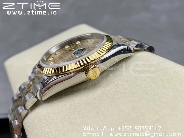 Rolex DateJust 36mm 126233 SS/YG VSF 1:1 Best Edition 904L Steel YG Textured Diamonds Dial on Jubilee Bracelet VS3235 - Super Clone Watch | 1:1 Best Version