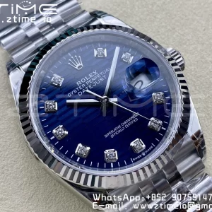 Rolex DateJust 36 SS 126234 VSF 1:1 Best Edition 904L Steel Blue Textured Dial on Jubilee Bracelet VS3235 - Super Clone Watch | 1:1 Best Version