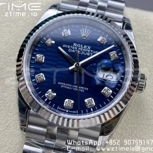 Rolex DateJust 36 SS 126234 VSF 1:1 Best Edition 904L Steel Blue Textured Dial on Jubilee Bracelet VS3235 - Super Clone Watch | 1:1 Best Version