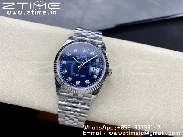 Rolex DateJust 36 SS 126234 VSF 1:1 Best Edition 904L Steel Blue Textured Dial on Jubilee Bracelet VS3235 - Super Clone Watch | 1:1 Best Version