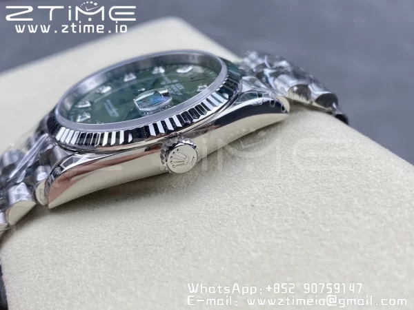 Rolex DateJust 36 SS 126234 VSF 1:1 Best Edition 904L Steel Green Leaf Diamonds Dial on Jubilee Bracelet VS3235 - Super Clone Watch | 1:1 Best Version