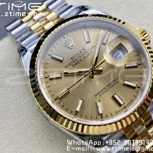 Rolex DateJust 36 SS 126233 VSF 1:1 Mejor Edición 904L Steel YG Stick Dial on Jubilee Bracelet VS3235 - Super Clone Watch | 1:1 Mejor Versión