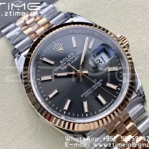 Rolex DateJust 36 SS 126231 VSF 1:1 Best Edition 904L Steel Gray Stick Dial on SS/RG Jubilee Bracelet VS3235 - Super Clone Watch | 1:1 Best Version