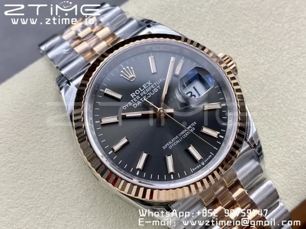Rolex DateJust 36 SS 126231 VSF 1:1 Best Edition 904L Steel Gray Stick Dial on SS/RG Jubilee Bracelet VS3235 - Super Clone Watch | 1:1 Best Version
