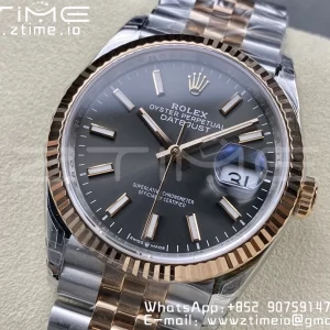 Rolex DateJust 36 SS 126231 VSF 1:1 Best Edition 904L Steel Gray Stick Dial on SS/RG Jubilee Bracelet VS3235 - Super Clone Watch | 1:1 Best Version
